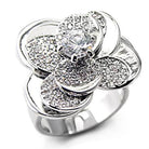 AAA grade crystal flower ring with intricate floral design and sparkling stones for elegant women's jewelry