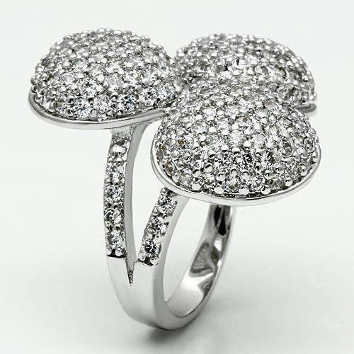 AAA grade crystal statement ring with three sparkling cluster design for elegant jewelry lovers