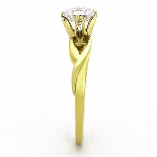 Elegant AAA grade cubic zirconia gold ring with a twisted band design for women