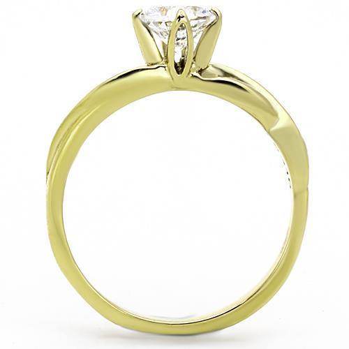 AAA grade cubic zirconia gold ring with a sleek band and elegant design.