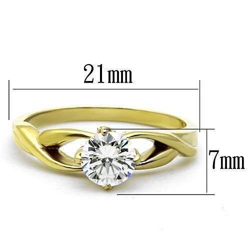 AAA grade cubic zirconia gold ring with a twisted band design and 21mm center stone size
