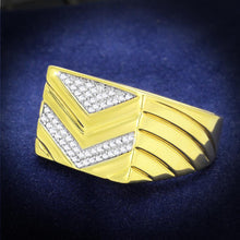 Stylish VacationGrabs AAA grade cubic zirconia ring for men with a unique chevron design and gold finish