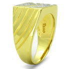 Men's gold ring with AAA grade cubic zirconia ring for men featuring a textured design