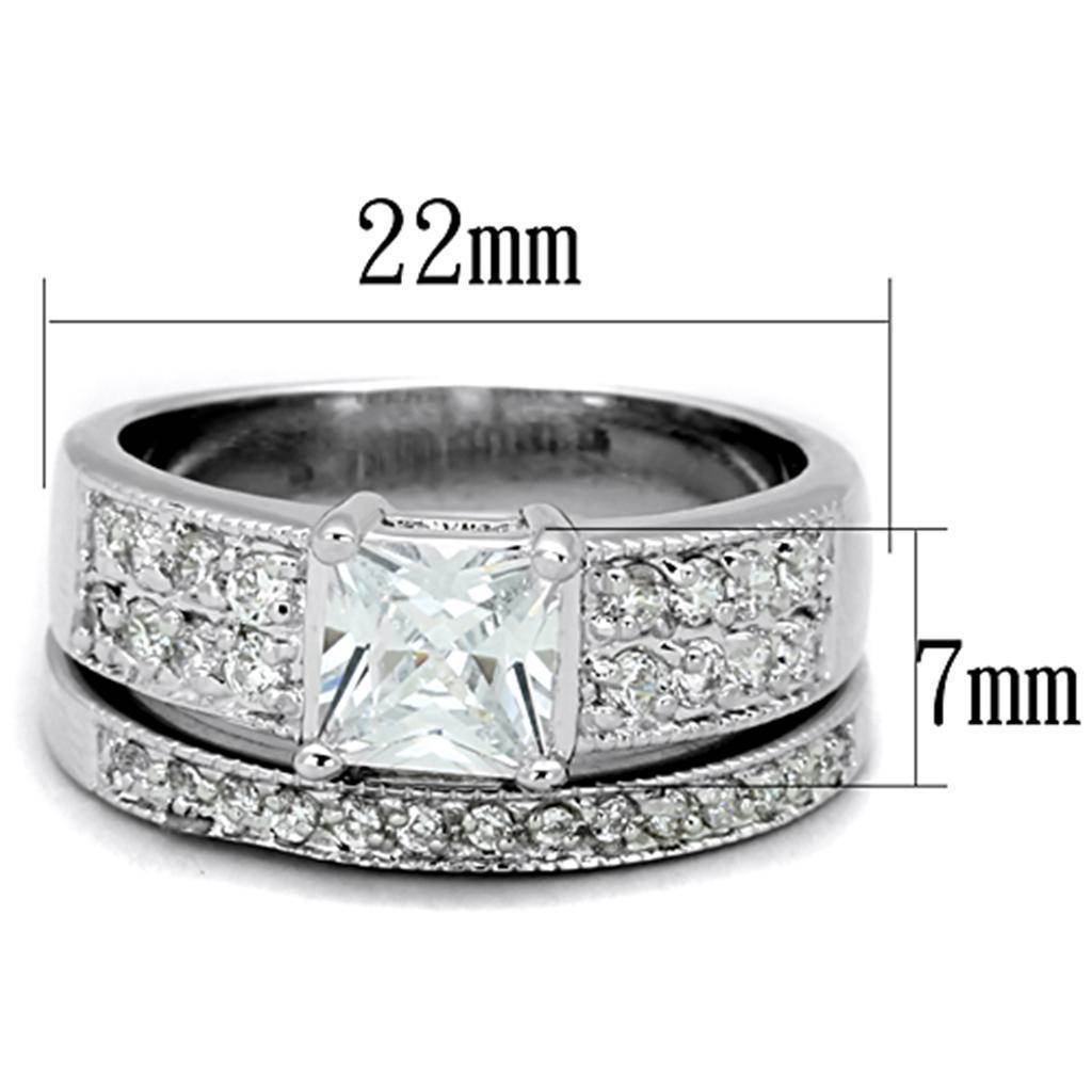 AAA grade cubic zirconia ring for women featuring a princess cut stone and elegant band design