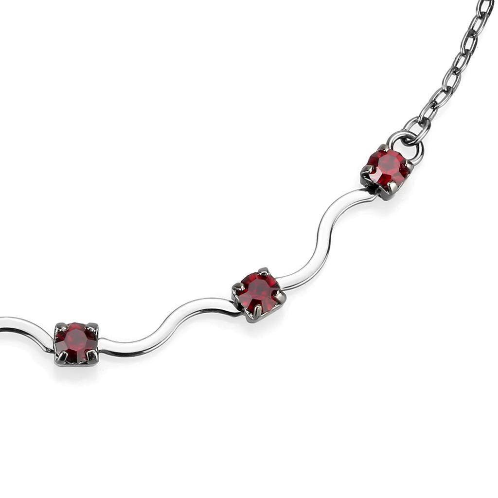 Stylish AAA grade CZ necklace with wavy design featuring red gemstones for elegant occasions
