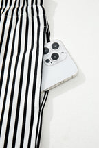 Stripe Tied High Waist Straight Leg Pants