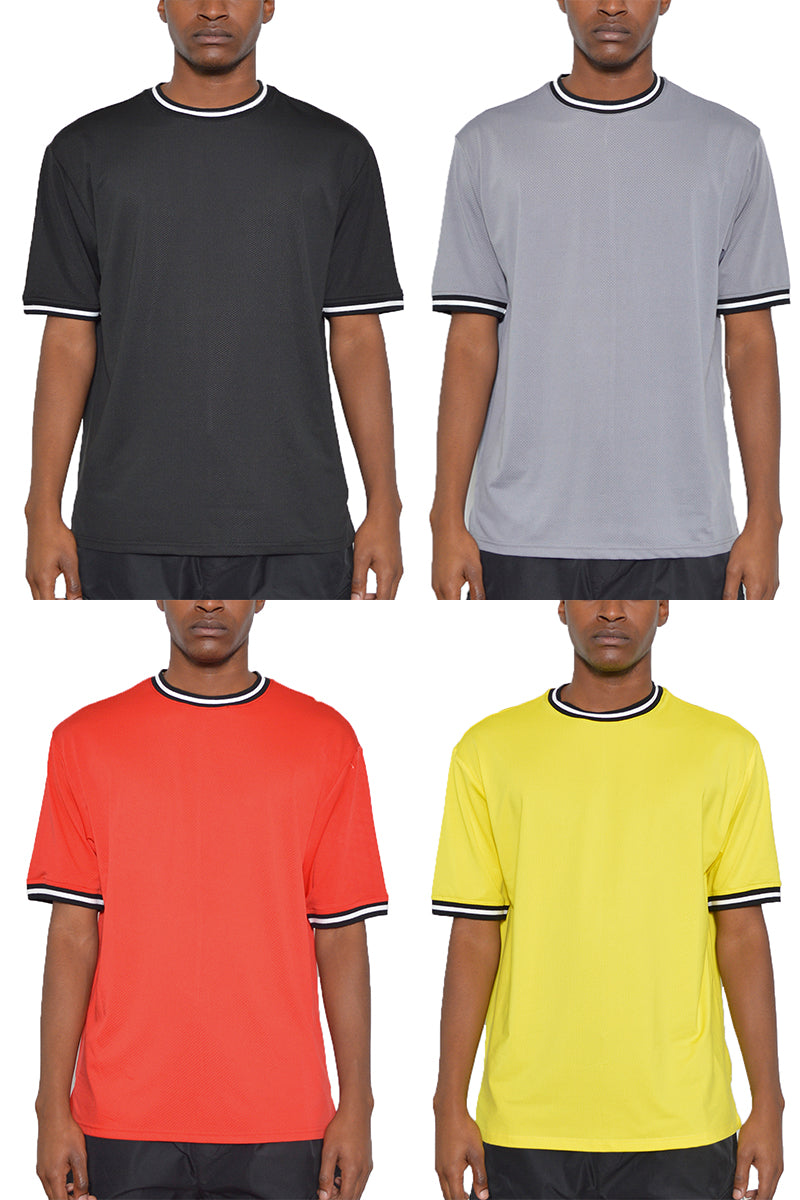 Micromesh Jersey Tee with Dual Stripe Tape Detail