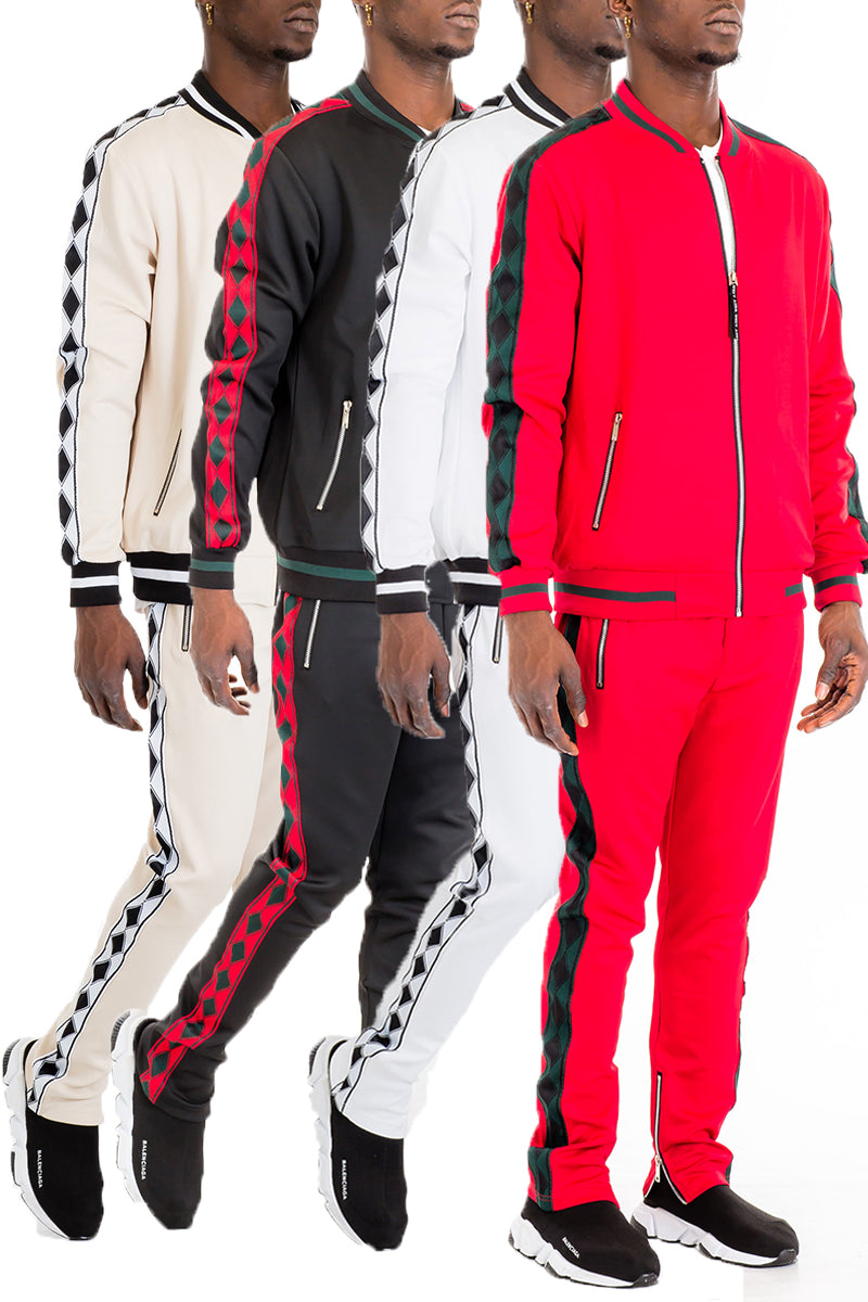 Diamond Tape Track Set – Slim Fit Jogger & Jacket Set
