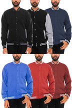 Fleece Varsity Jacket – Snap Button, Ribbed Trim