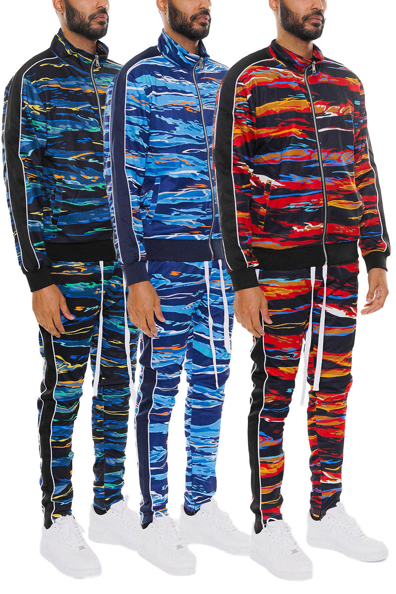 Catch Print Track Suit – Slim Fit Full Zip Set