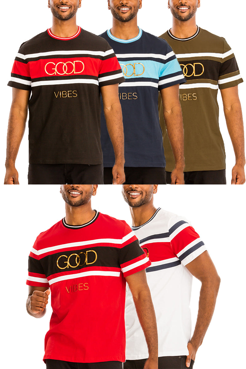 Good Vibes Tee – 100% Cotton with Gold Raised Text