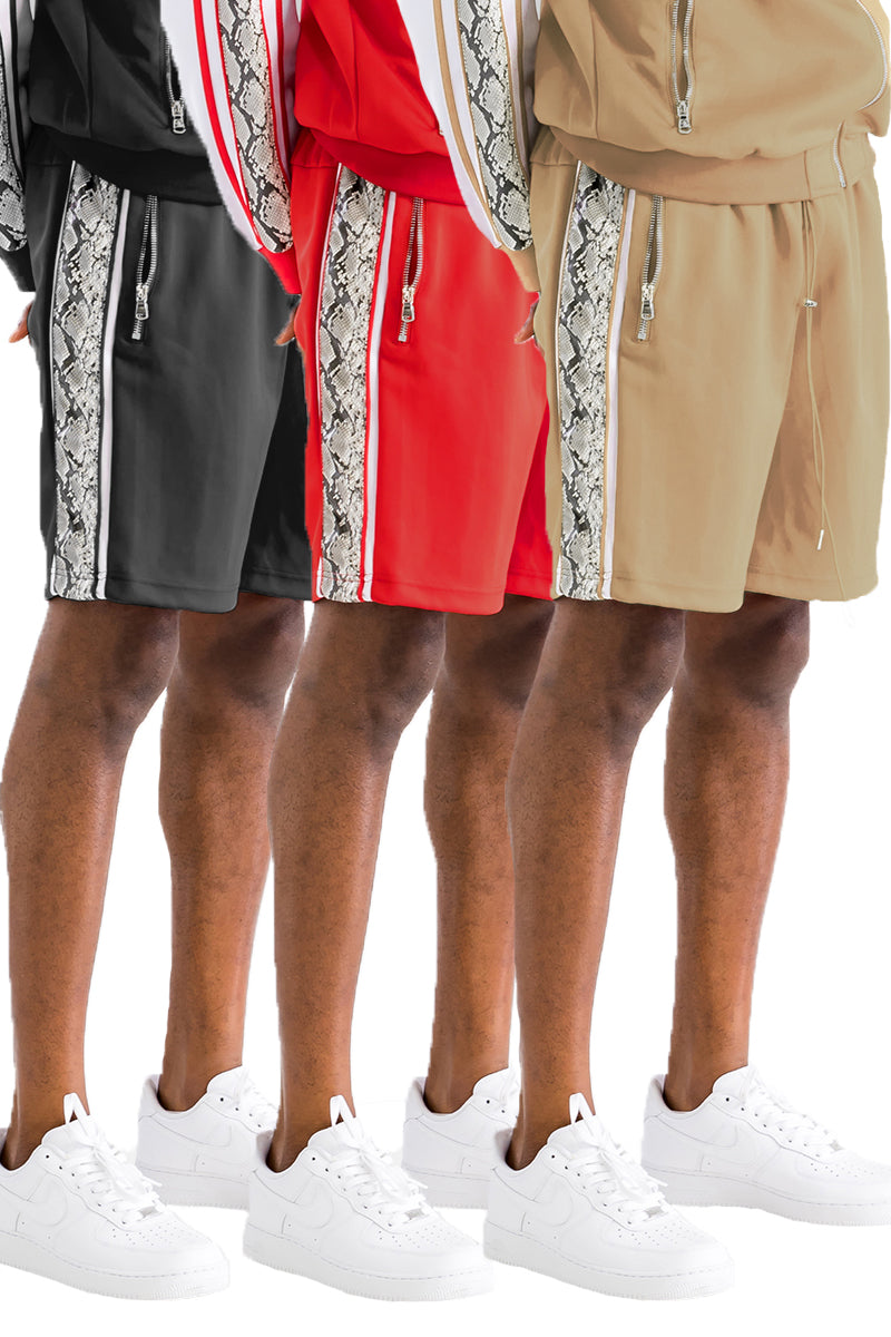 Snake Strip Shorts with Zippered Pockets