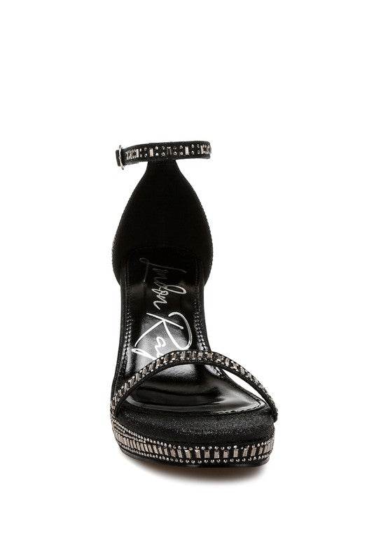 Ronan Rhinestones Embellished Block Sandals - VacationGrabs