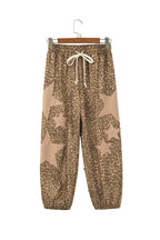 Leopard Star Patch Drawstring Jogger Pants