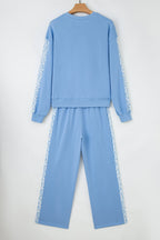 Floral Patchwork Pullover and Sweatpants Lounge Set