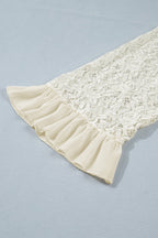 Sheer Lace Ruffle Trim Long Sleeve Blouse