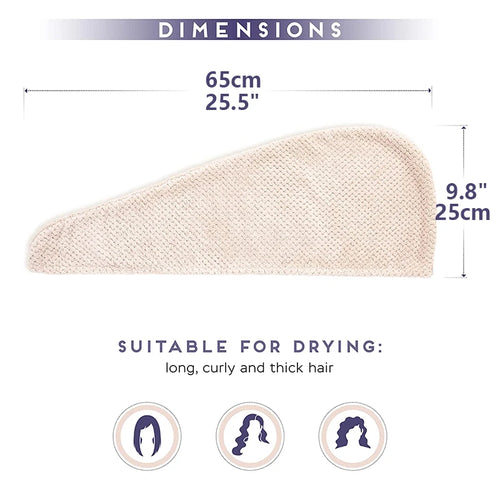 Pink absorbent hair towel wrap for women, ideal for drying thick hair