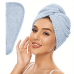 Light blue absorbent hair towel wrap for women, quick-drying and soft