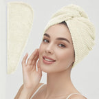Cream absorbent hair towel wrap for women, perfect for quick drying