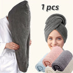 Absorbent hair towel wrap for women in gray, ideal for drying hair