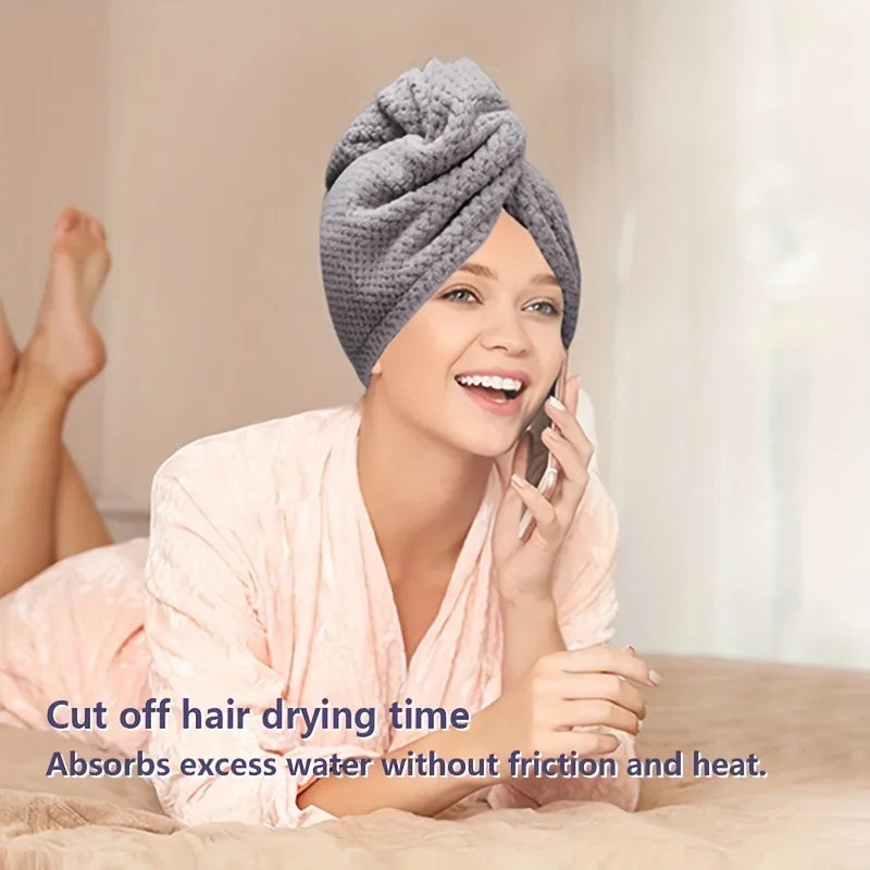 Gray absorbent hair towel wrap for women, quick-drying and soft