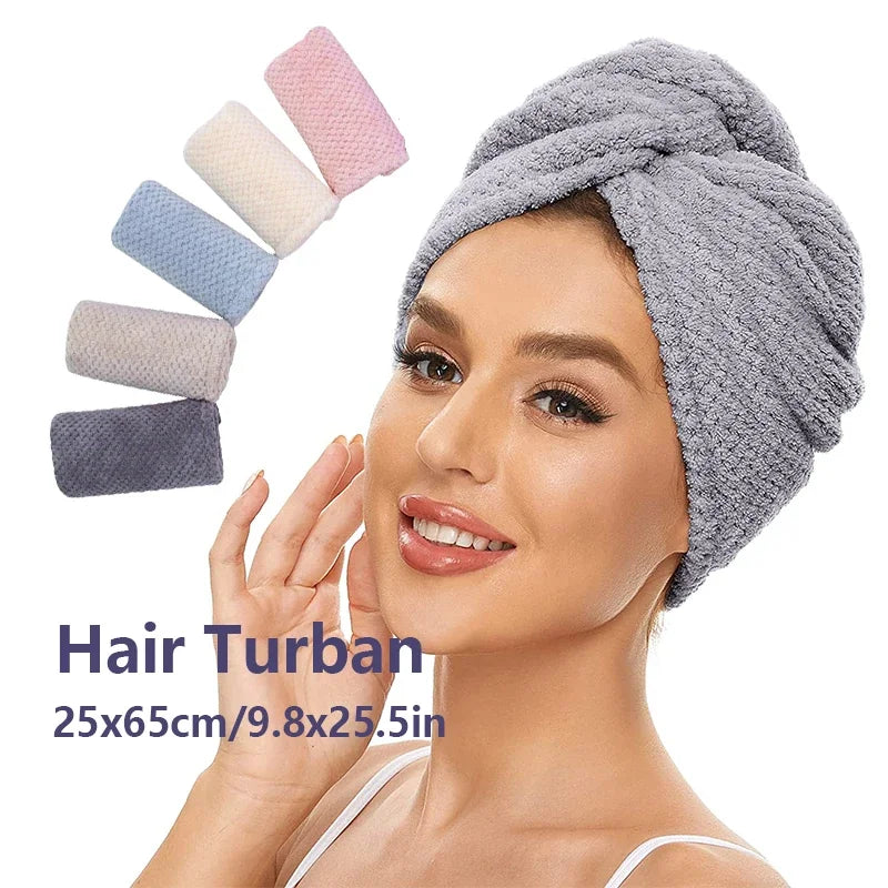 Gray absorbent hair towel wrap for women, soft microfiber for quick drying
