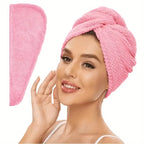 Pink absorbent hair towel wrap for women, perfect for quick drying