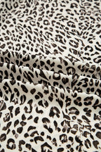 Leopard Drawstring Elastic Waist Straight Leg Pants