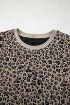 Plus Size Leopard Textured Short Sleeve T-Shirt