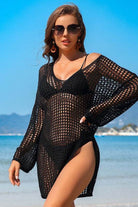 Crochet Side Split Beach Coverups Swimwear Dress - VacationGrabs