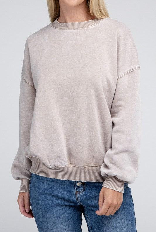 Women's Sweatshirts & Hoodies Acid Wash Fleece Oversized Pullover