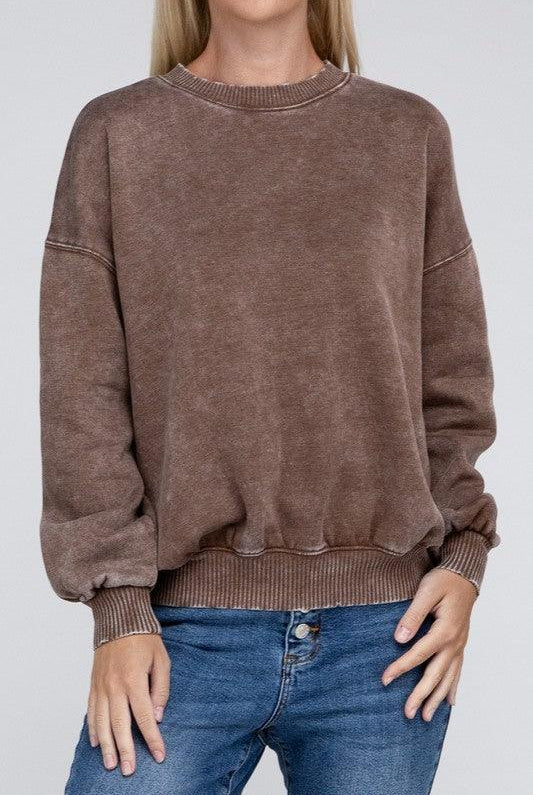 Women's Sweatshirts & Hoodies Acid Wash Fleece Oversized Pullover