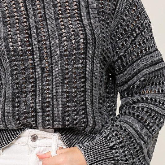 Women's Sweaters Acid Wash Round Neck Sweater