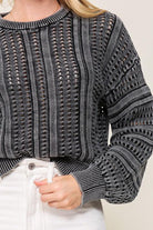 Women's Sweaters Acid Wash Round Neck Sweater