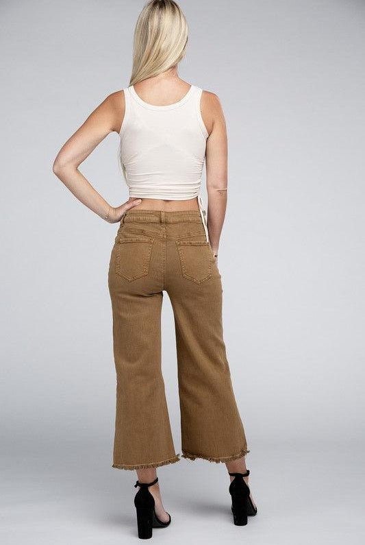 Women's Jeans Acid Washed High Waist Frayed Hem Straight Pants Jeans