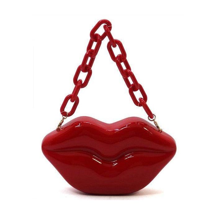 Acrylic Hard Case Lips Clutch Crossbody Bag - VacationGrabs