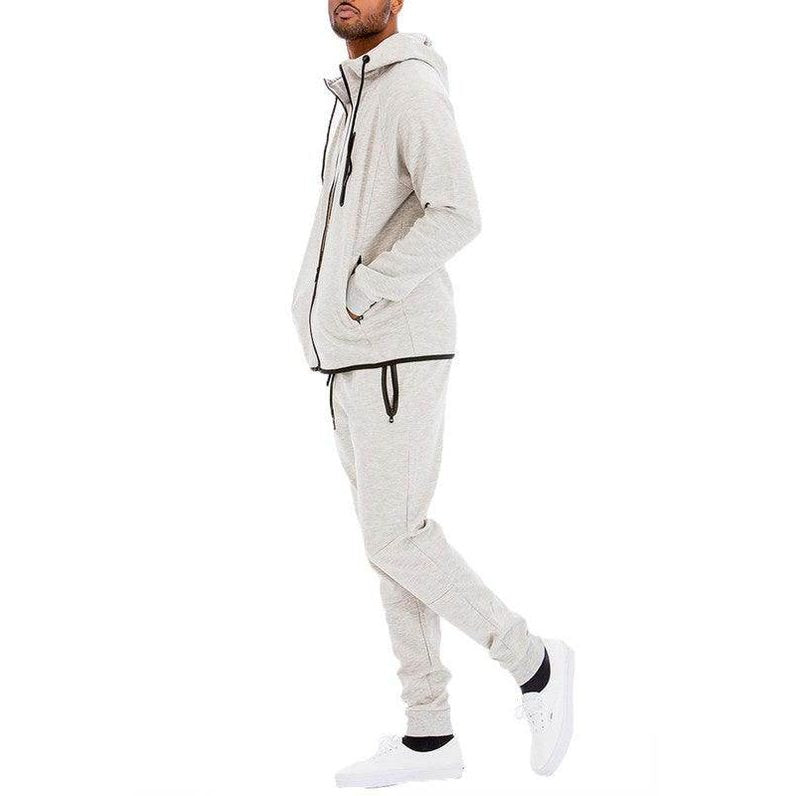 WEIV Men's 2PC Track Set in light grey, ideal activewear for vacations with a comfortable fit