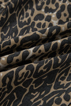 Leopard Contrast Scallop Lace Trim Denim Shorts