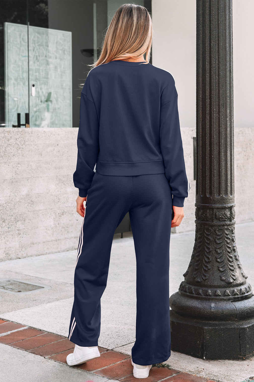 Varsity Stripe Crewneck Pullover & Sweatpants Set
