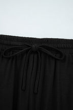 Solid Ruffle Wide Leg High Waist Pants