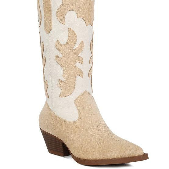 Women's Shoes - Boots Adanna Micro Suede Patchwork Cowboy Boots