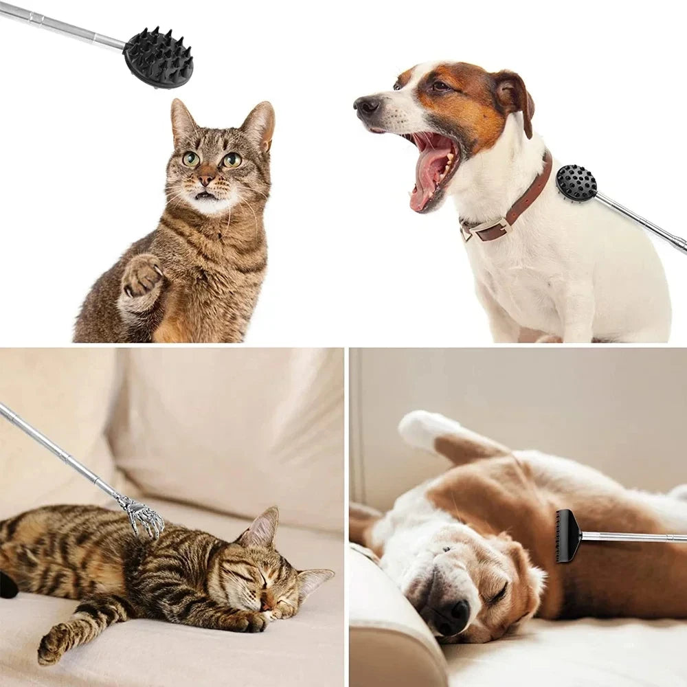 Silver adjustable back scratcher for men and women, great for pets and relaxation