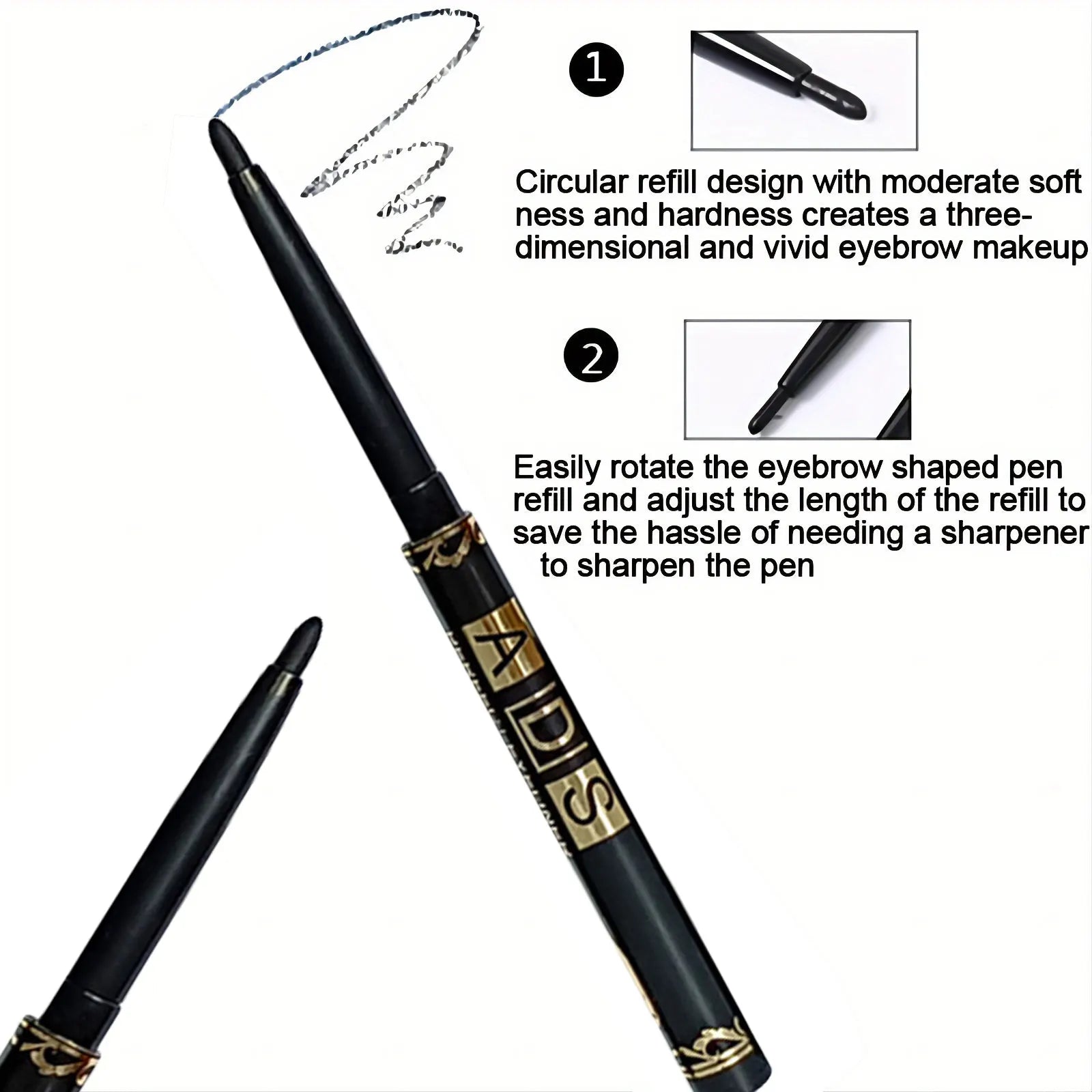 Waterproof black eyeliner pencil for precise eye makeup application