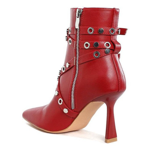 Jaunts Eyelets & Studs Harness Ankle Boots - VacationGrabs