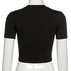 Black short sleeve fitted crop top on mannequin aesthetic streetwear summer top