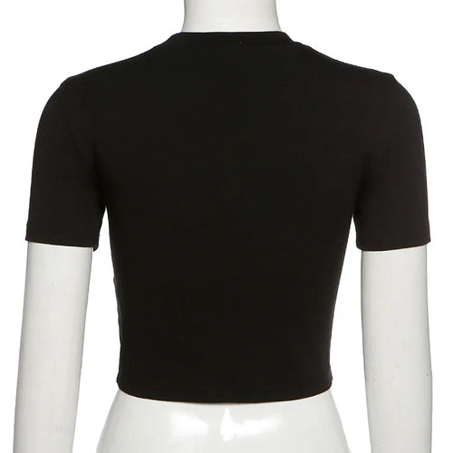 Black short sleeve fitted crop top on mannequin aesthetic streetwear summer top