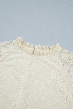 Sheer Lace Ruffle Trim Long Sleeve Blouse
