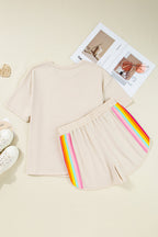 Stripe Short Sleeve Top & Shorts Athleisure Set