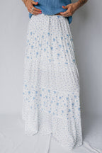 Floral Patchwork High Waist Tiered Maxi Skirt