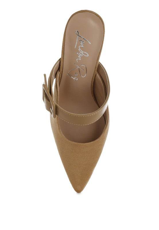 Onagra Microfiber Pointy Slip-On Mules - VacationGrabs